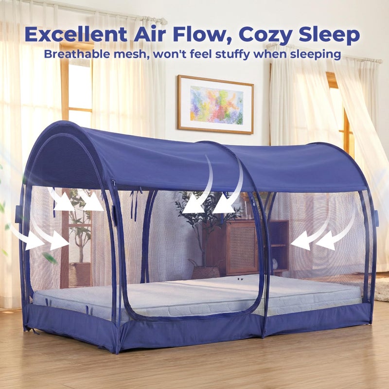 LEEDORÂ® Mosquito Net Bed Tent Canopy Indoor Tent Privacy Bed Fort Dream Tent for Kids or Adult Navy Full 75 X 54 X 47H'' (Mattress Not Included) - Image 5